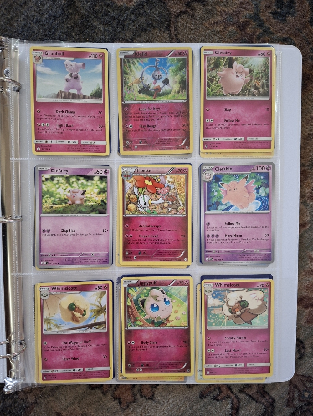 Pokemon card binder with  fairy type pink themed trading cards #gaming #pokemon